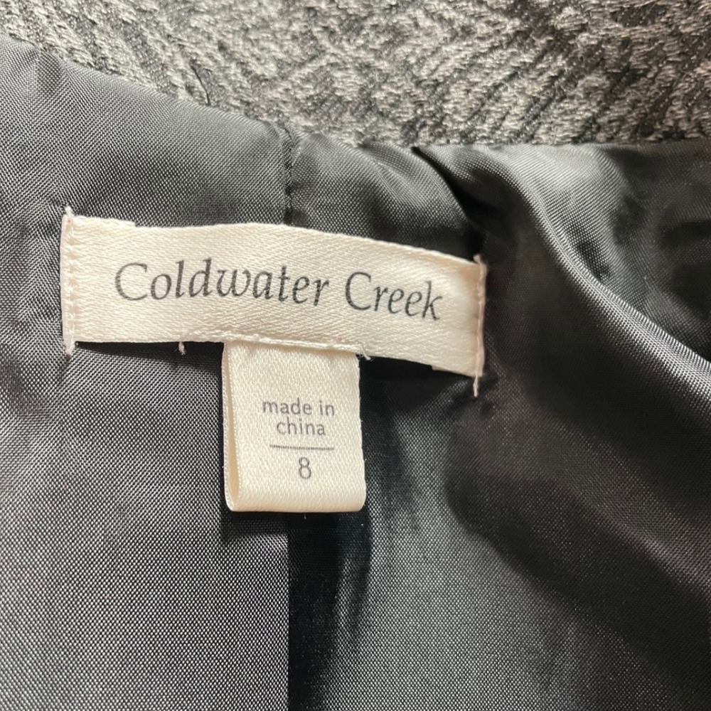 Coldwater Creek Grey Black Jacquard Wool Blend Blazer Jacket Size 8 Office Wear - Picture 6 of 7